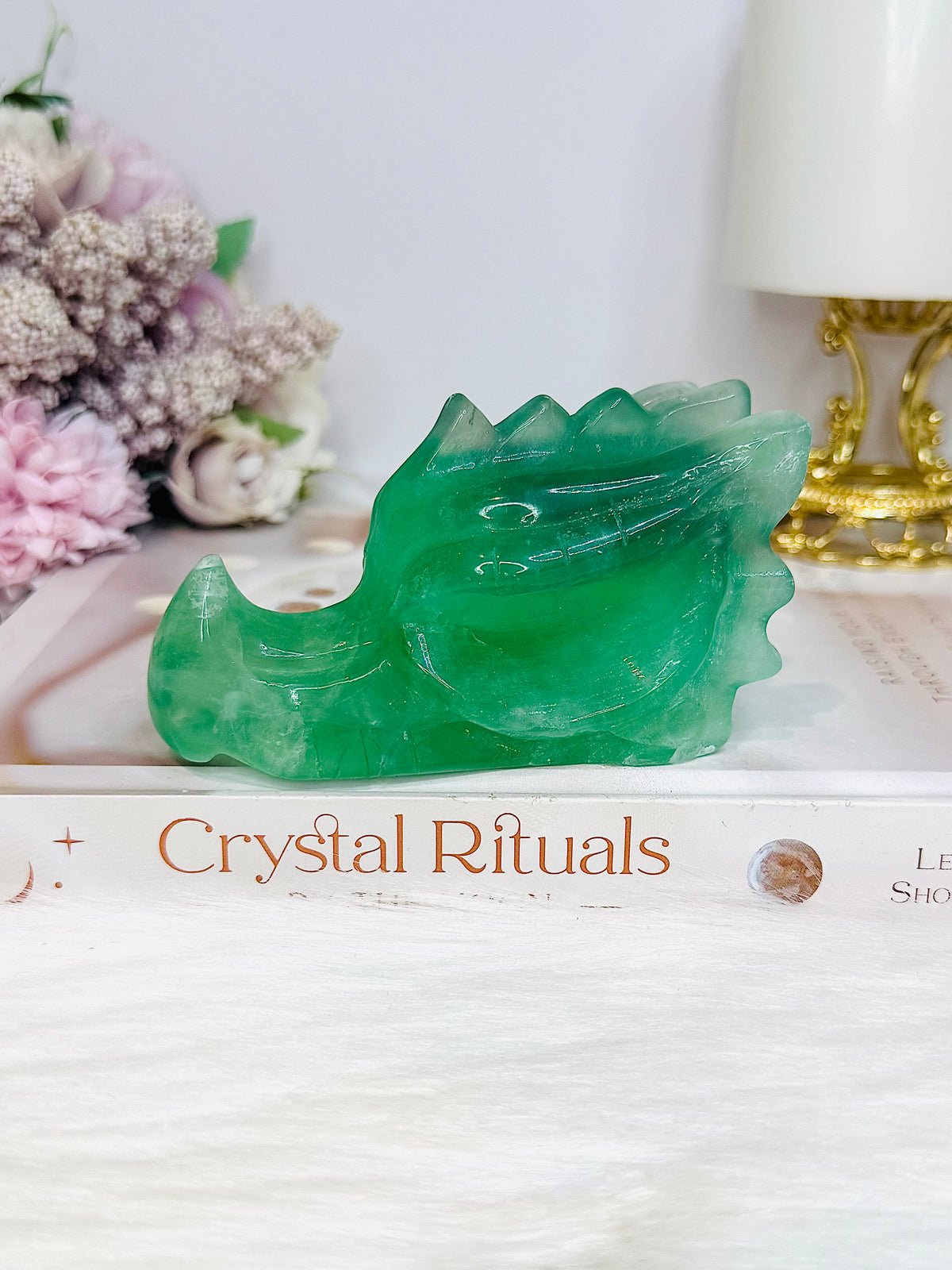 Green Fluorite Carved Dragon 10cm