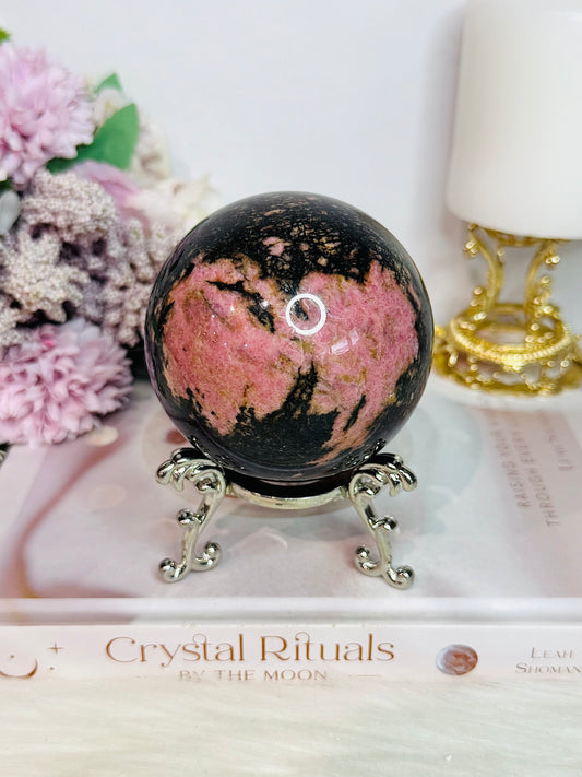 Large Rhodonite Sphere 798gram On Stand
