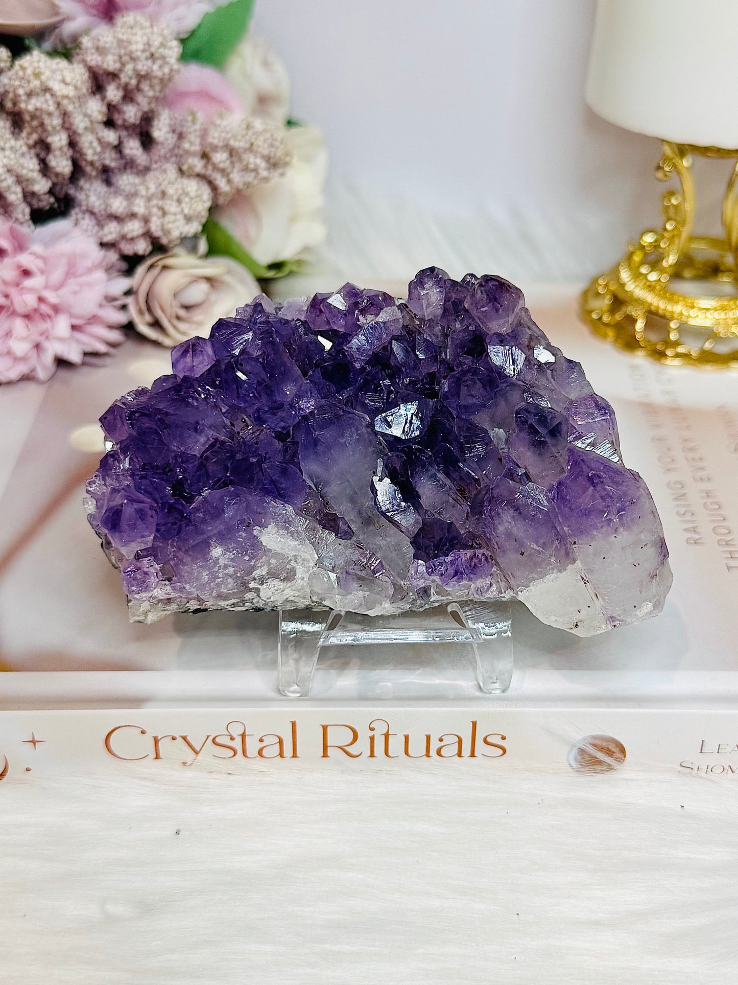 High Grade Amethyst Cluster Specimen 10.5cm On Stand