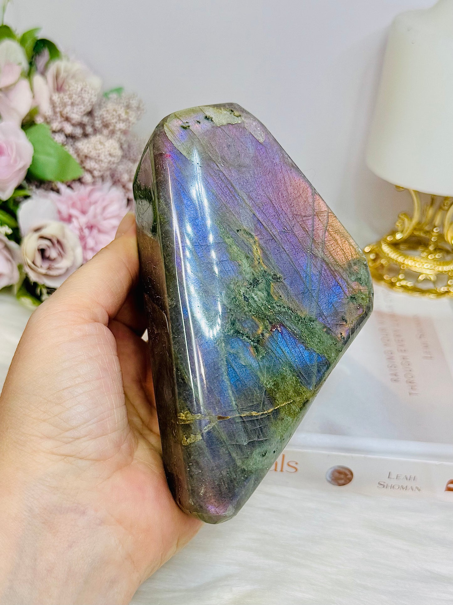 Large Labradorite Freeform with Pink & Purple Flash 847g 13.5cm
