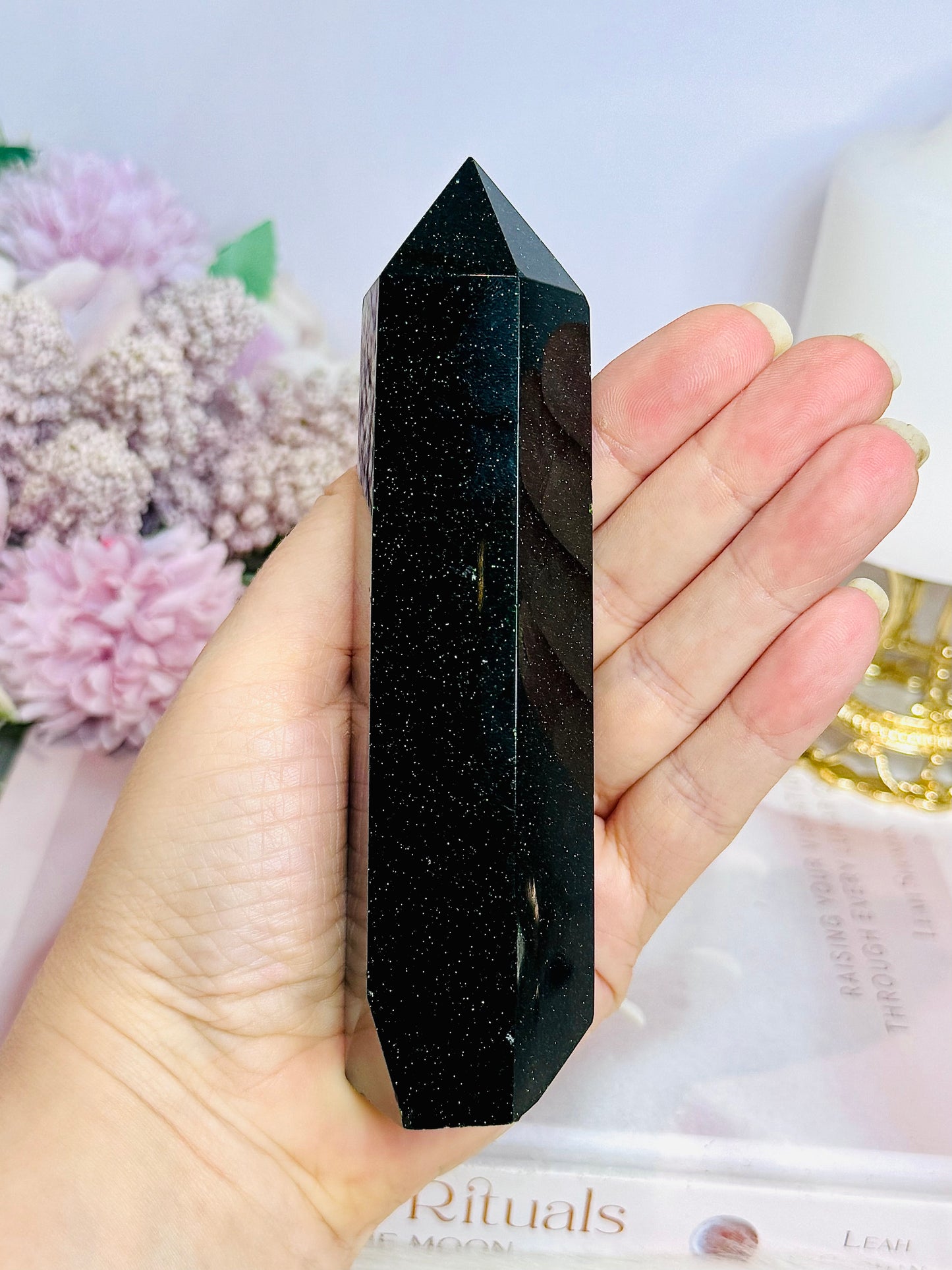 Large Green Goldstone Chunky Tower (synthetic) 13cm