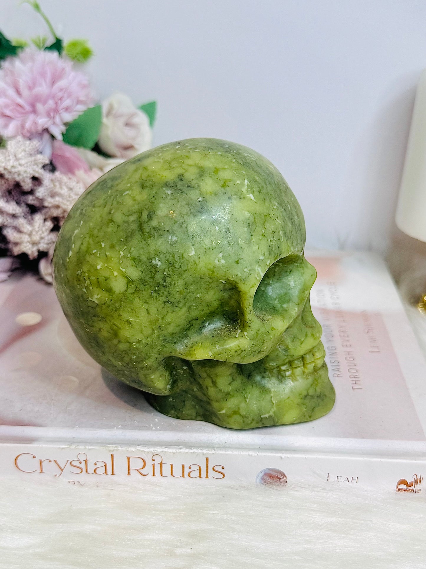 Huge Green Jade Carved Skull 1.25KG