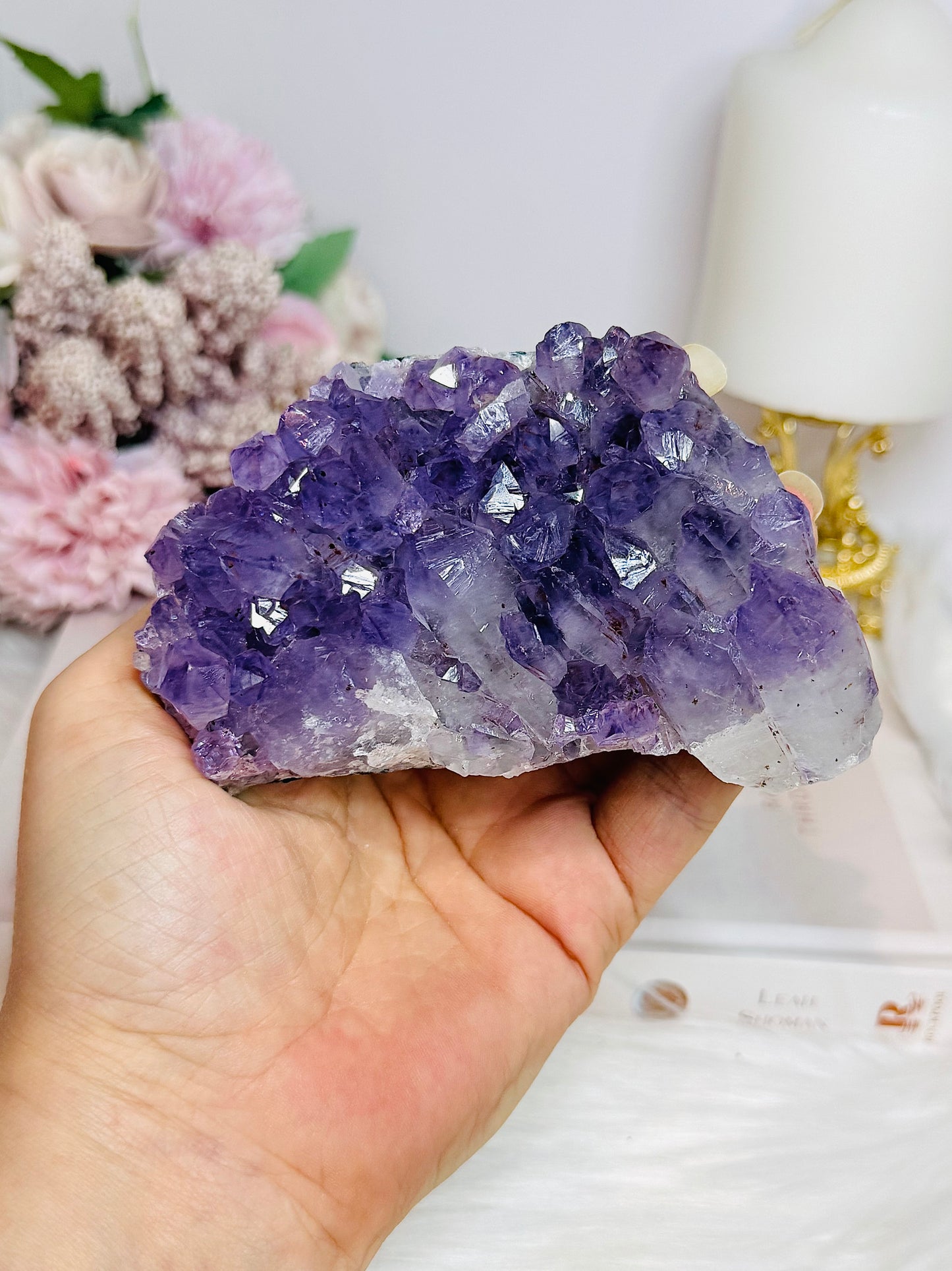 High Grade Amethyst Cluster Specimen 10.5cm On Stand