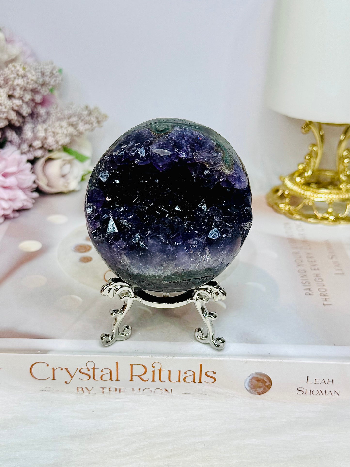 Large Druzy Amethyst Sphere on Stand 359g