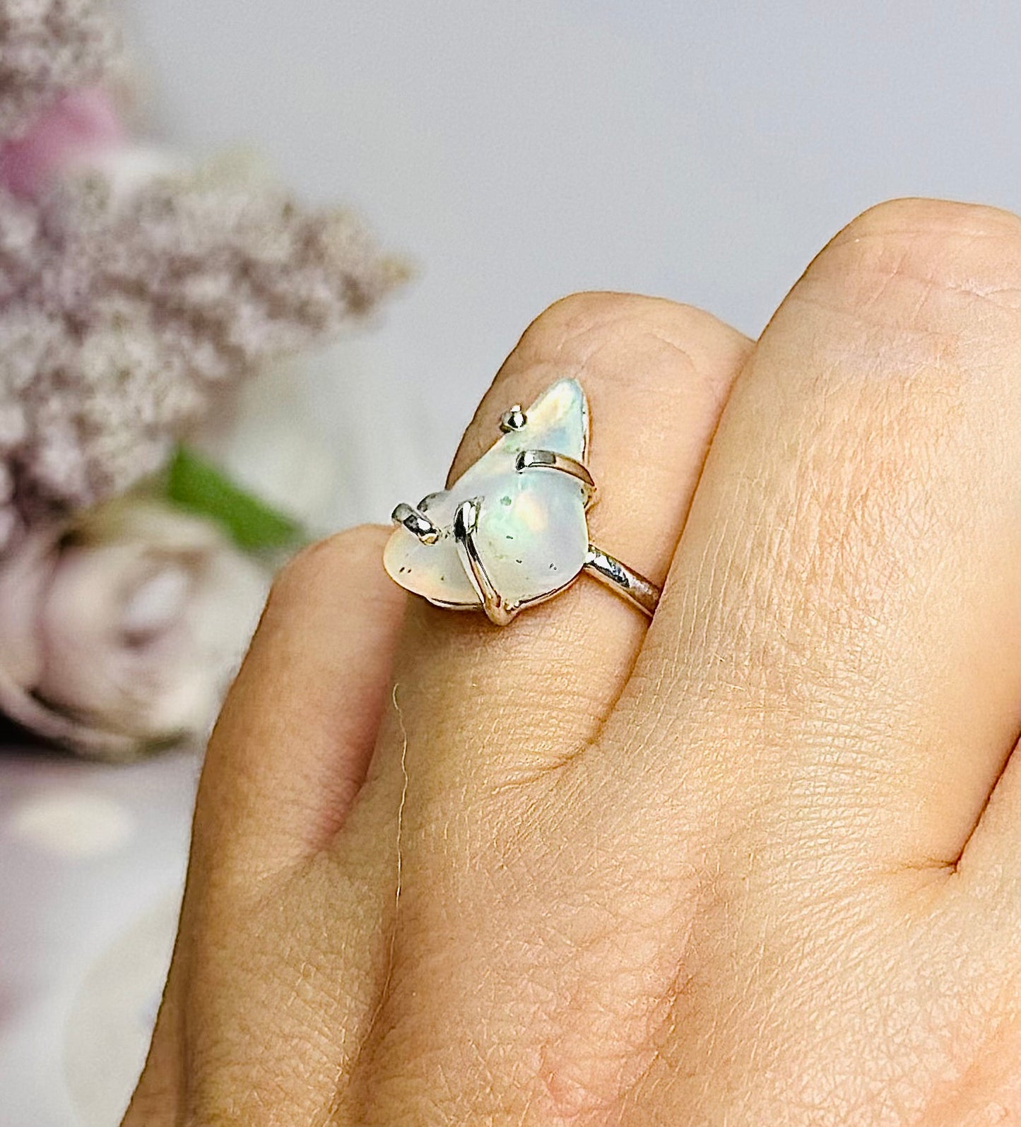 Natural Ethiopian Opal Sterling Silver Ring Size 8
