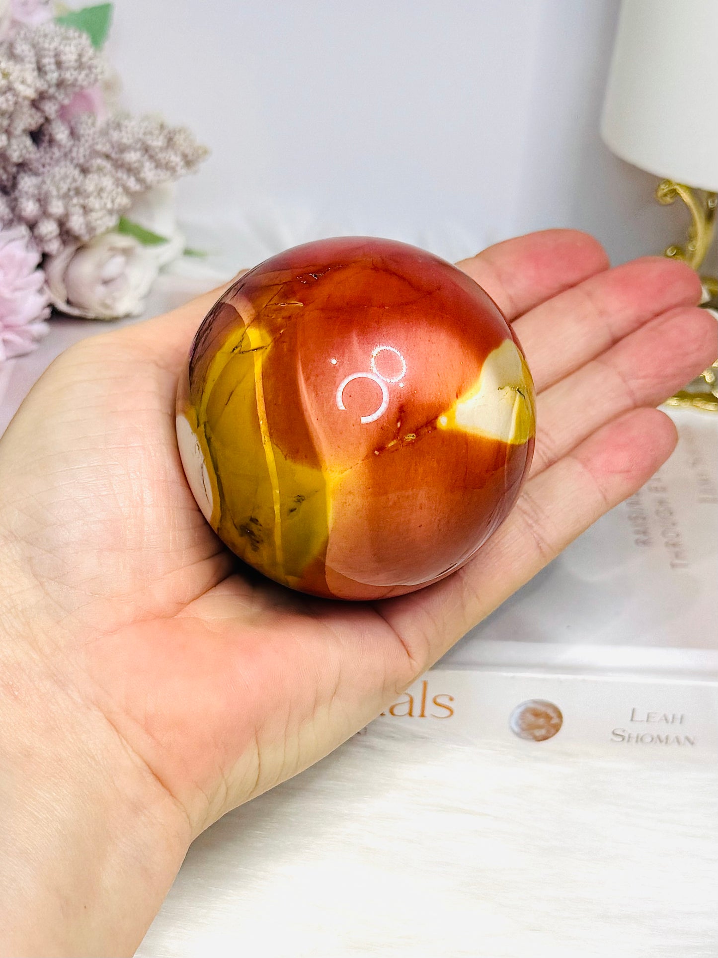Large Mookaite Jasper Sphere on Stand 330g