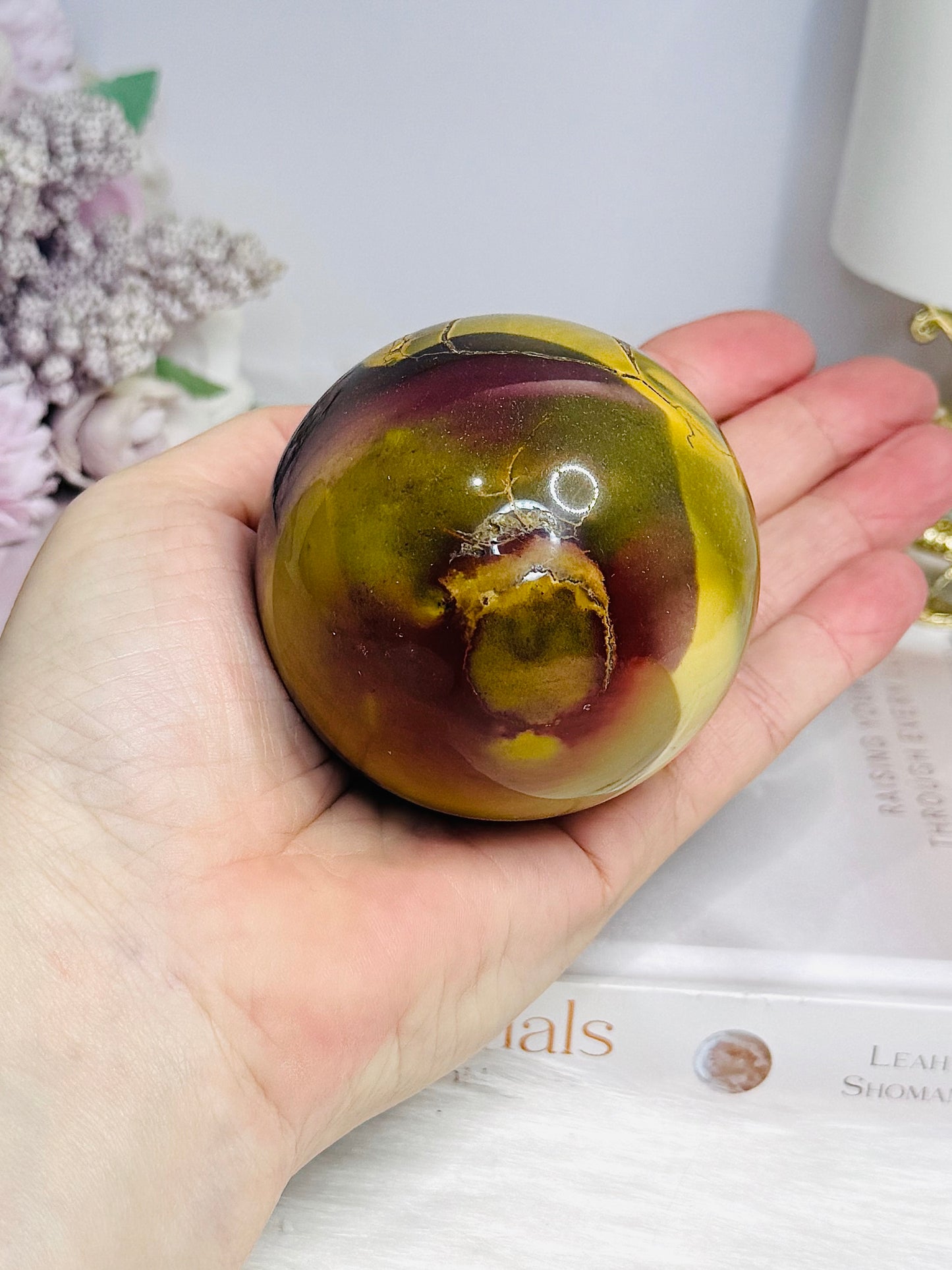 Large Mookaite Jasper Sphere on Stand 371g