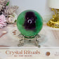 Green & Purple Fluorite Sphere on Stand 372g