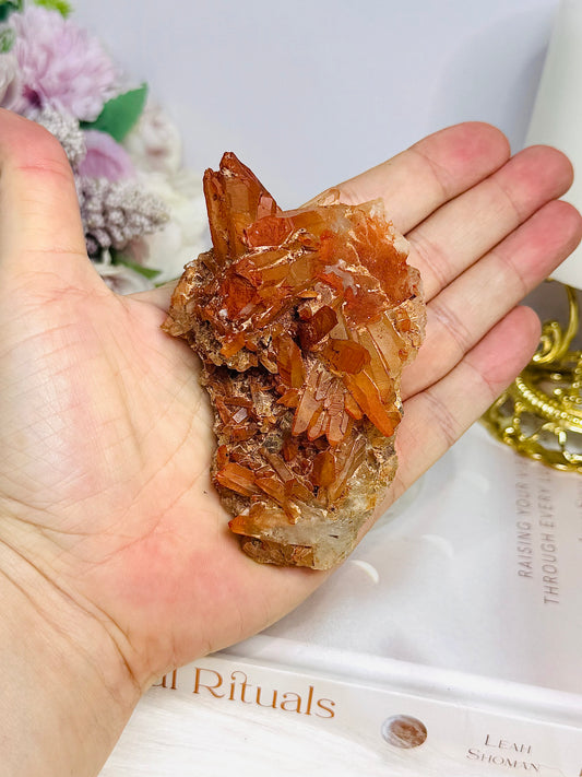 Natural Tangerine Quartz Cluster Specimen 9.5cm
