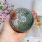 Large Ocean Jasper Sphere on Stand 840g