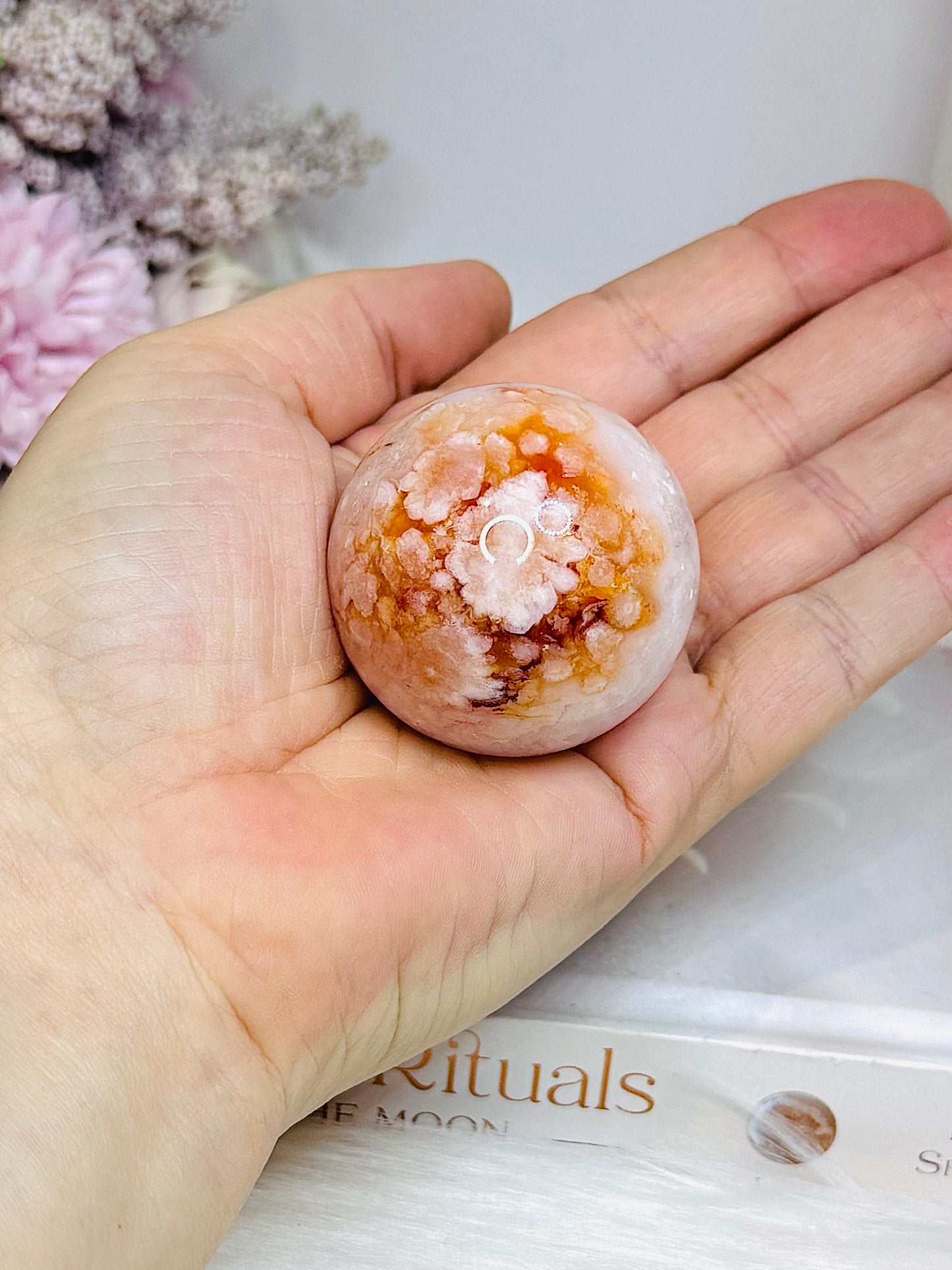 Carnelian Flower Sphere on Stand 106g