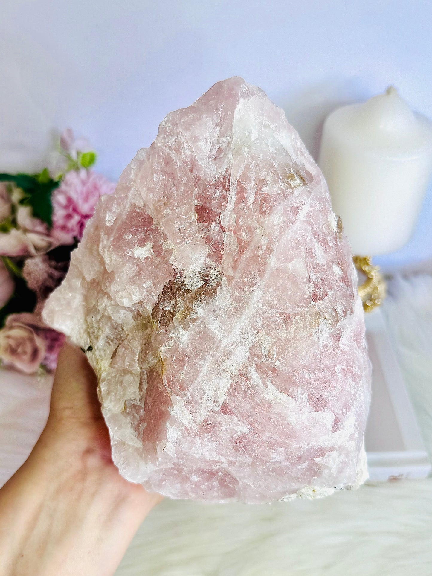 Huge Raw Natural Rose Quartz Specimen | Freeform 2.2KG 14cm