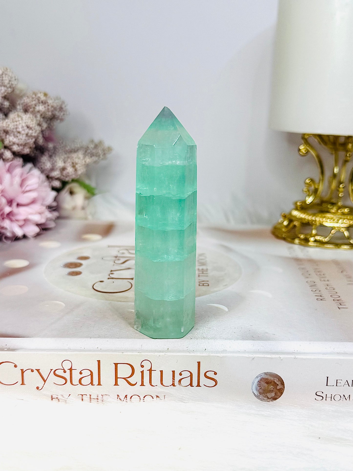 High Grade Green Watermelon Fluorite Tower 8cm