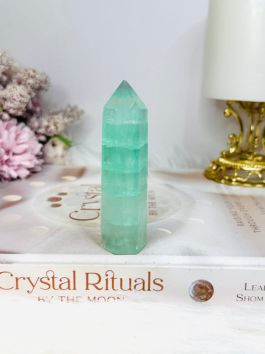 High Grade Green Watermelon Fluorite Tower 8cm