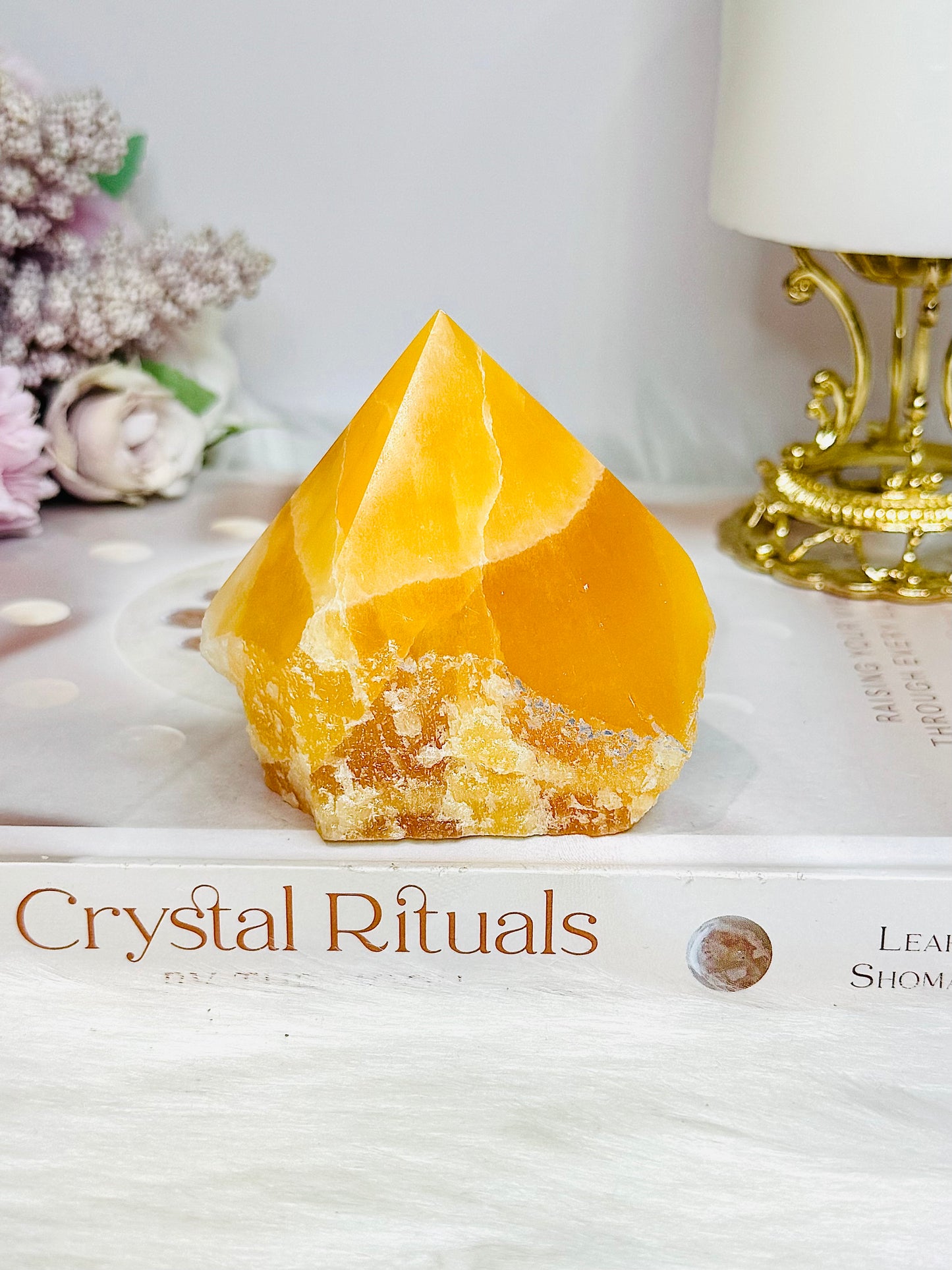 Orange Calcite Top Polished Point 277g