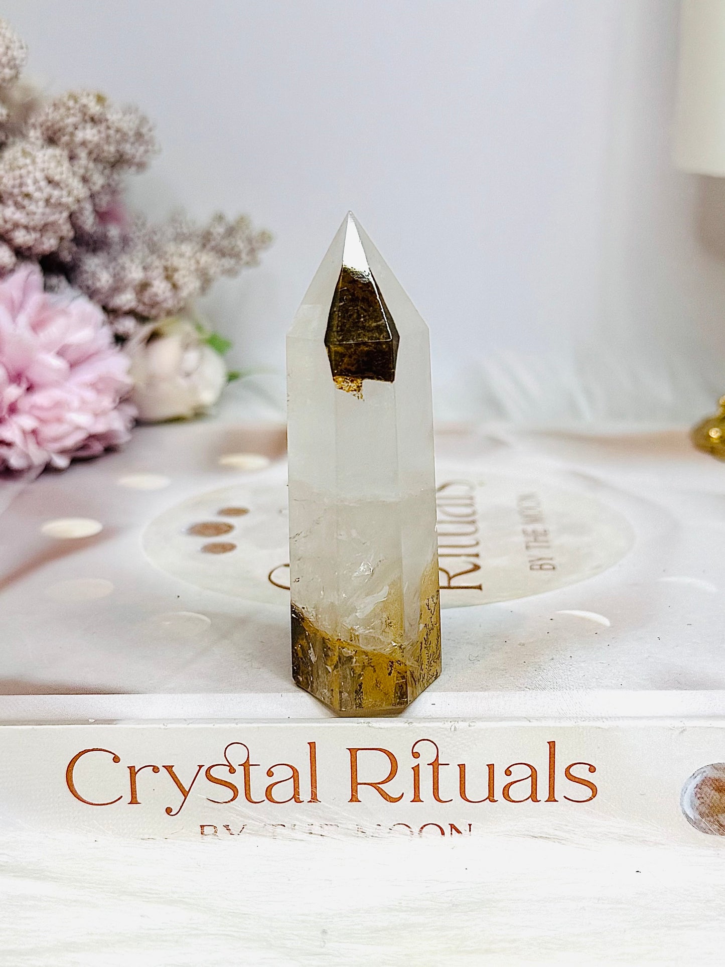 Dentrictic Leaf Rose Quartz Tower 7cm