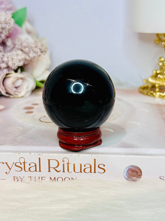 Black Obsidian Sphere on Stand 135g
