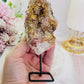 Tall 14cm Druzy Pink Amethyst Geode On Stand
