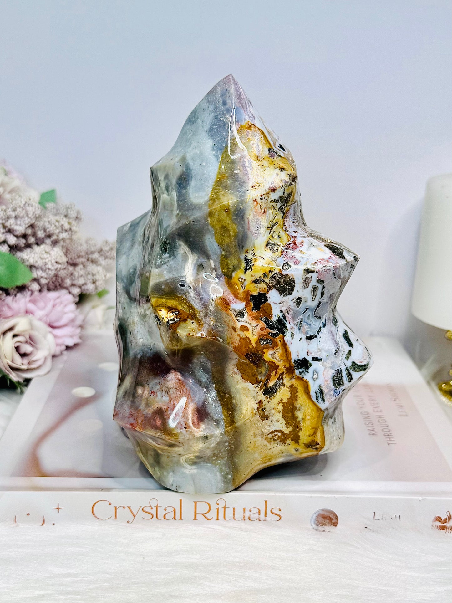 Huge Ocean Jasper Carved Flame 17cm 1.87KG