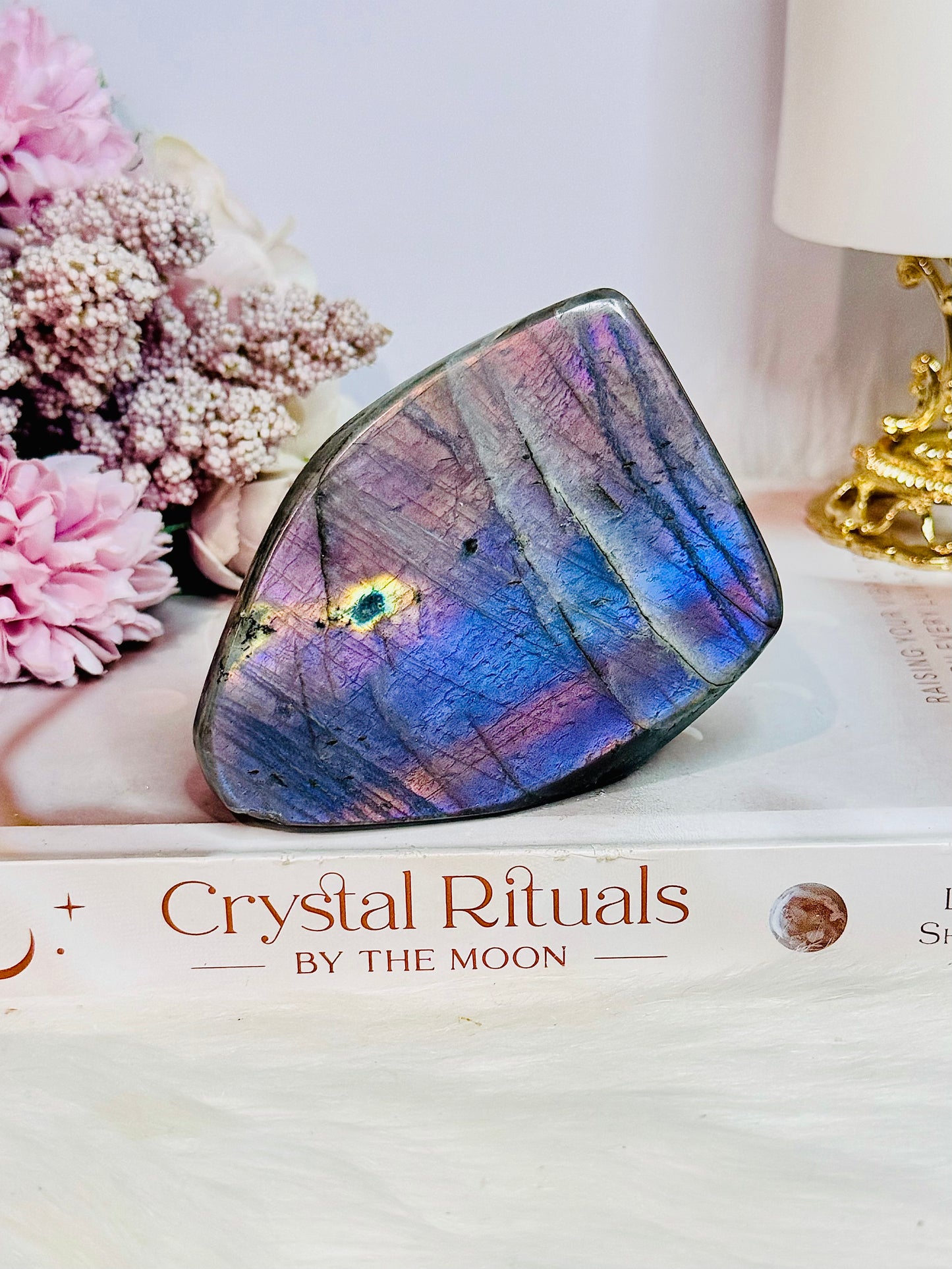 Incredible Pink, Purple & Blue Flash Natural Labradorite Polished Freeform 330grams