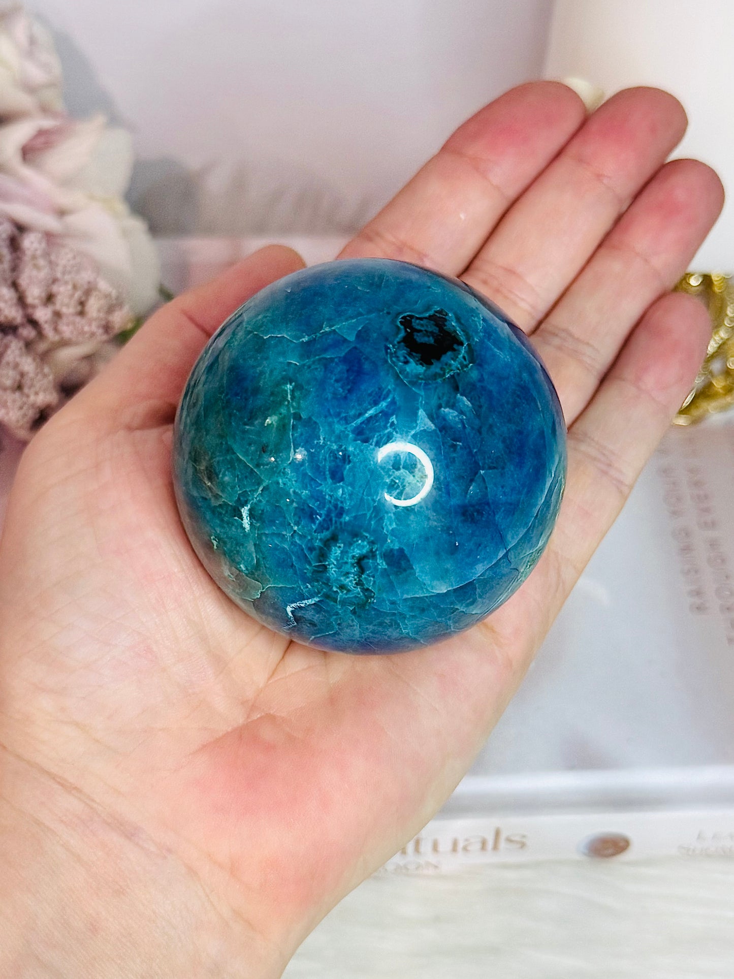 Absolutely Incredible High Grade Chrysocolla Sphere on Stand 329grams