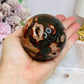 Large Red Moss Agate Druzy Sphere on Stand 452g