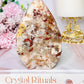 Pink Amethyst Carved Flame | Freeform with Red Jasper Inclusions 12cm 441grams From Brazil
