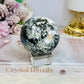Moss Agate Sphere on Stand 368g