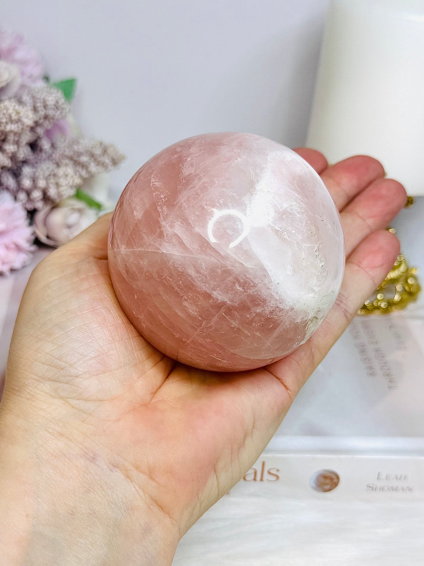 Large Rose Quartz Sphere on Stand 481g