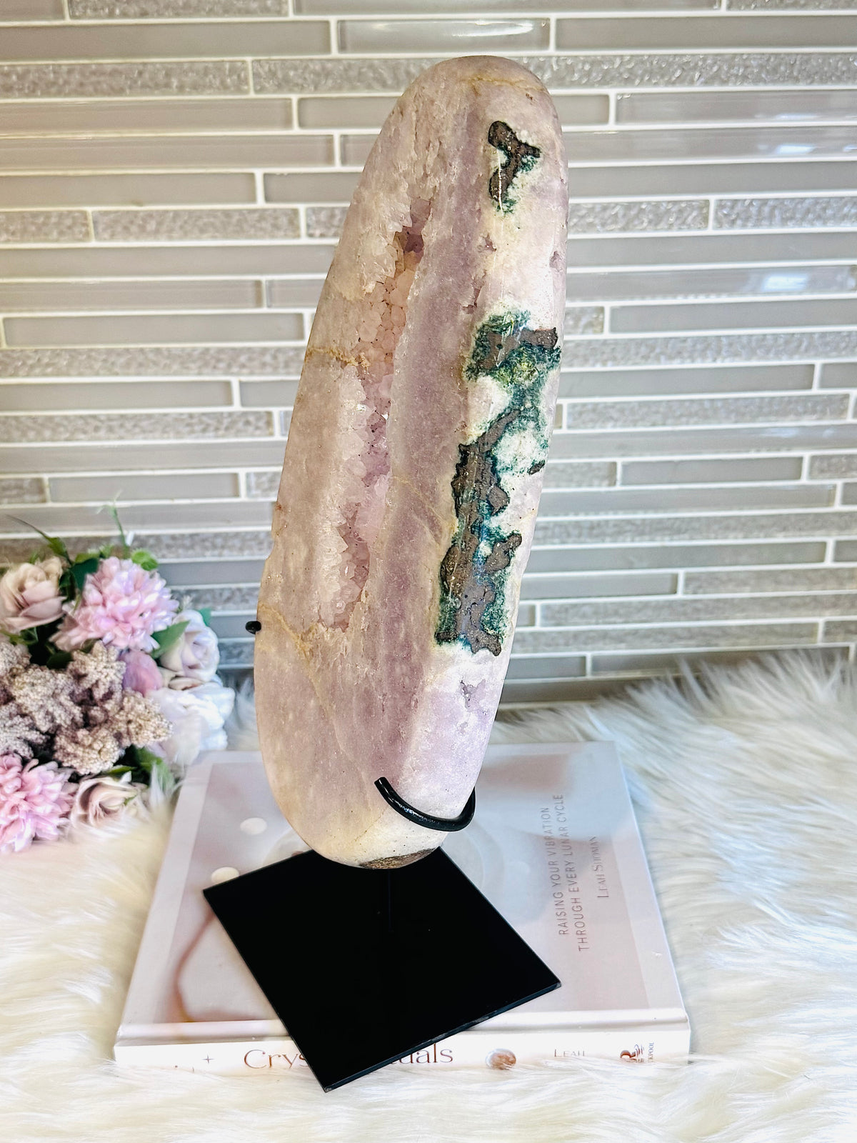 Statement Piece ~ Huge Pink Amethyst Druzy Portal Slab On Stand 36cm 2.45KG