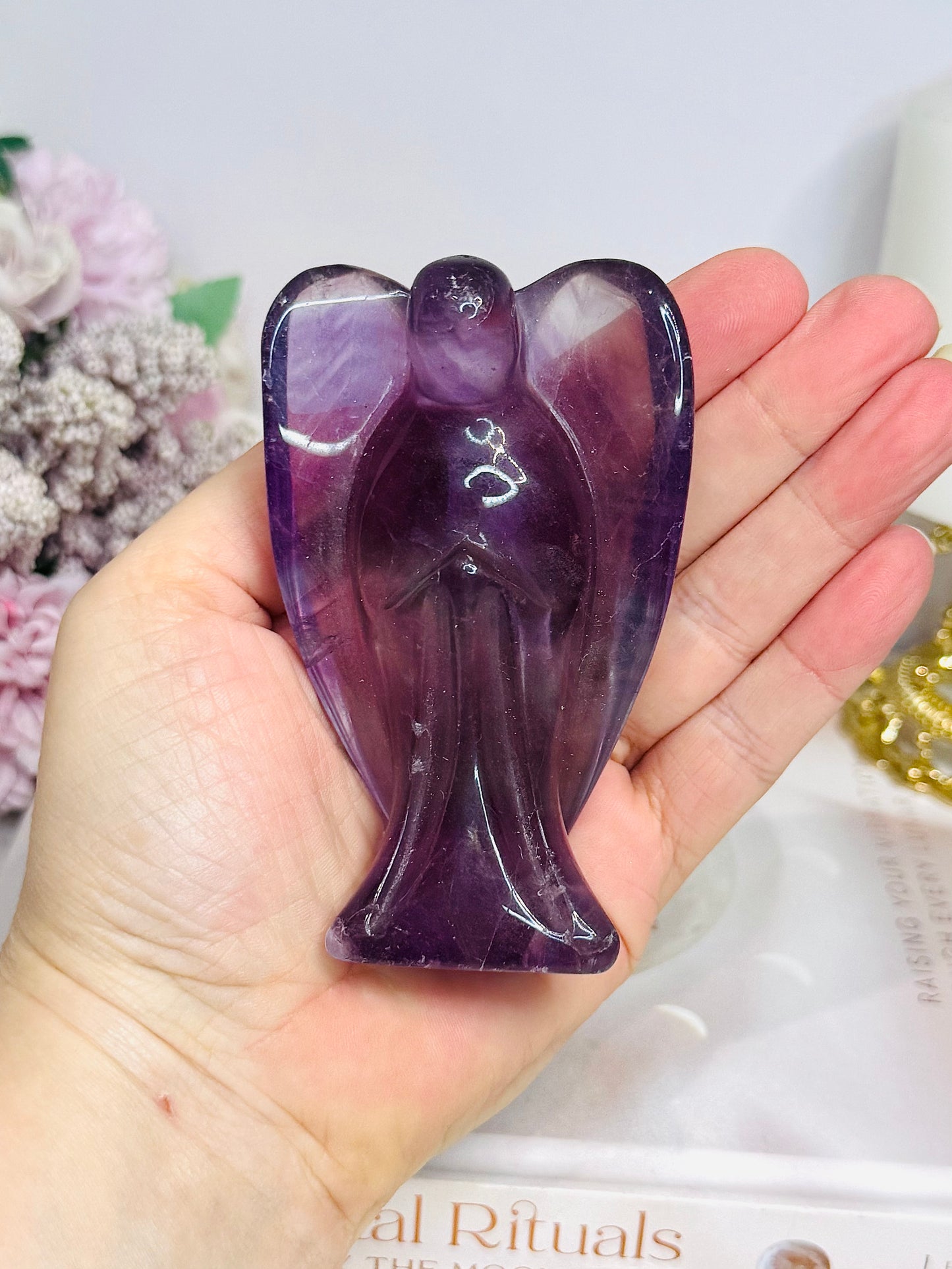 Purple Fluorite Angel Carving 10cm