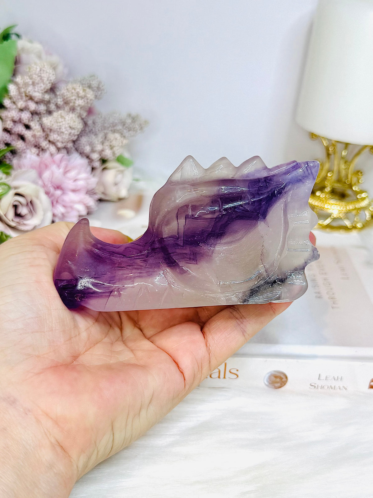 Fluorite Carved Dragon 10.5cm 405g