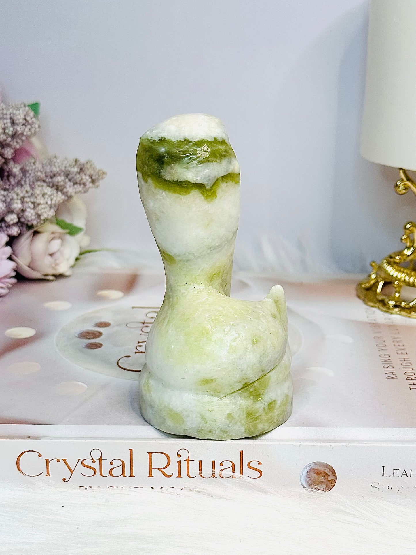 Green Jade King Cobra Snake Carving 9.5cm 243g