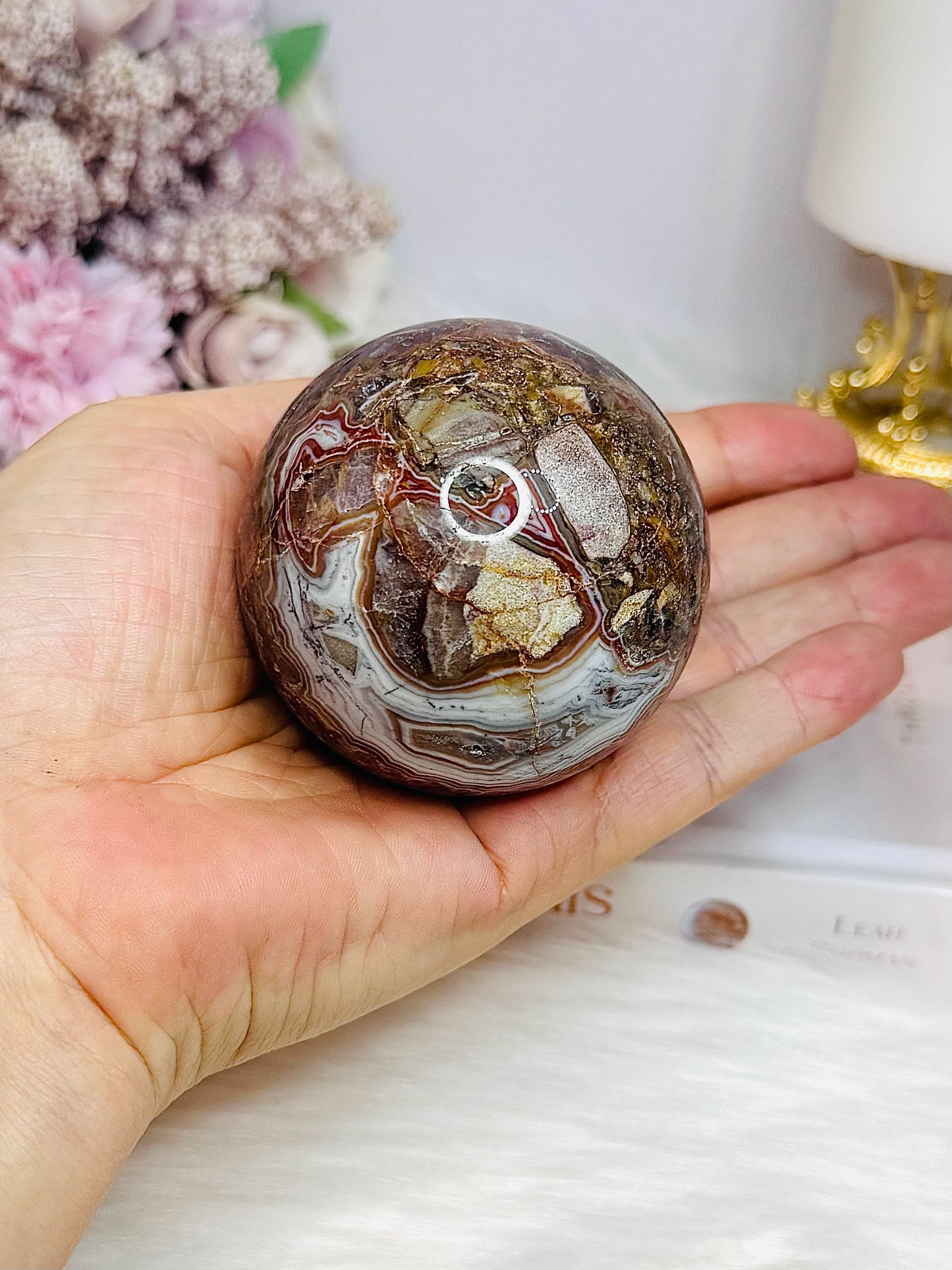 Crazy Lace Amethyst Sphere on Stand 300g