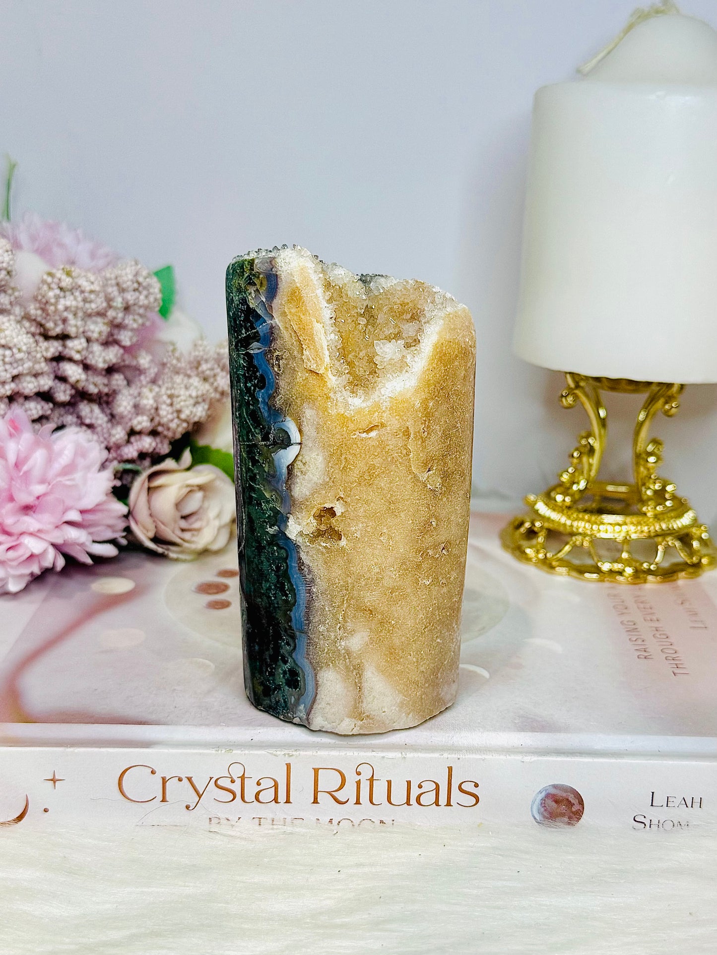 Pink Amethyst with Green Jasper Inclusions Druzy Freeform 466g 11cm