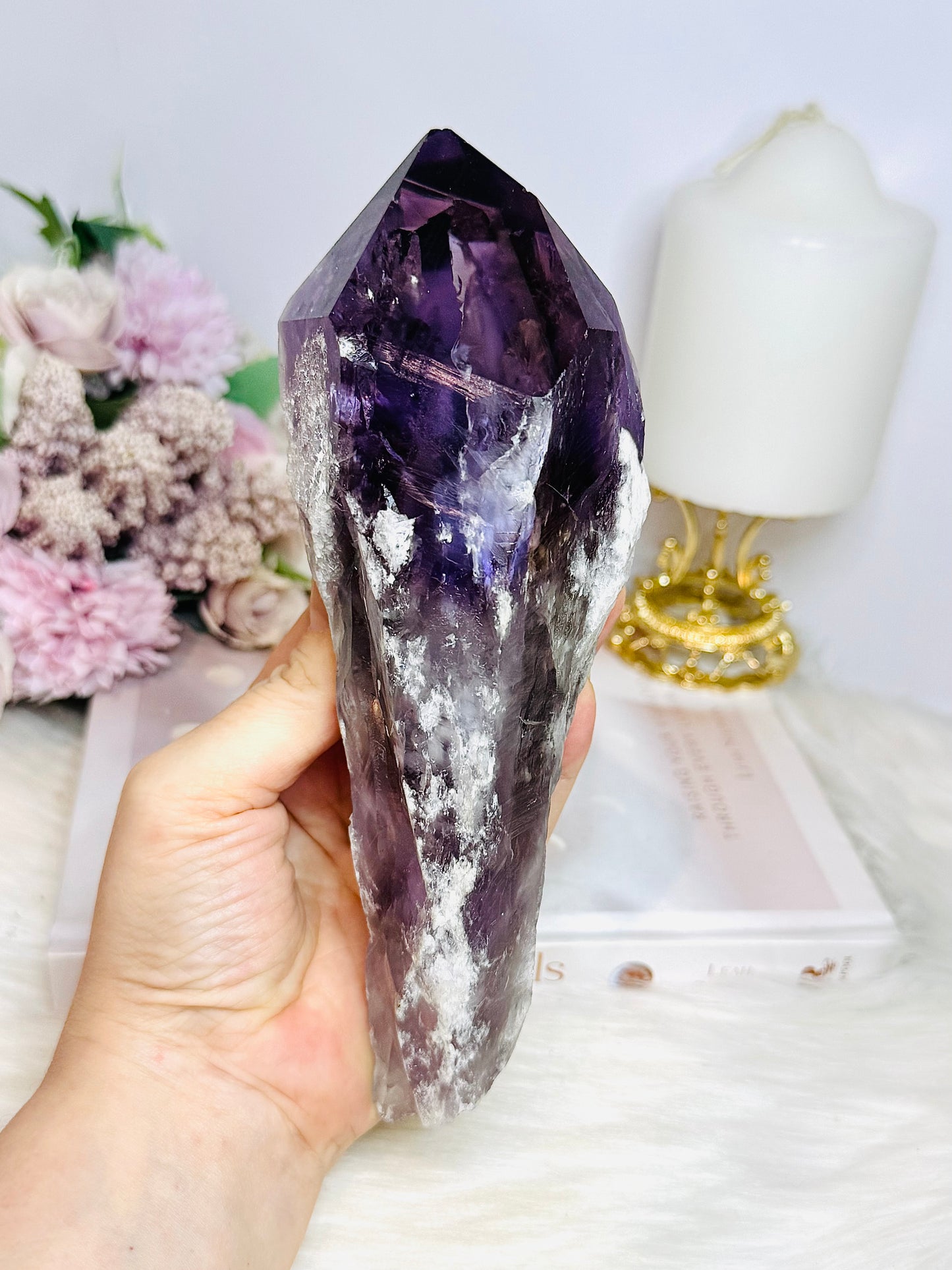 Large Natural Amethyst Dog Tooth Full of Rainbows In Top 18.5cm 652g