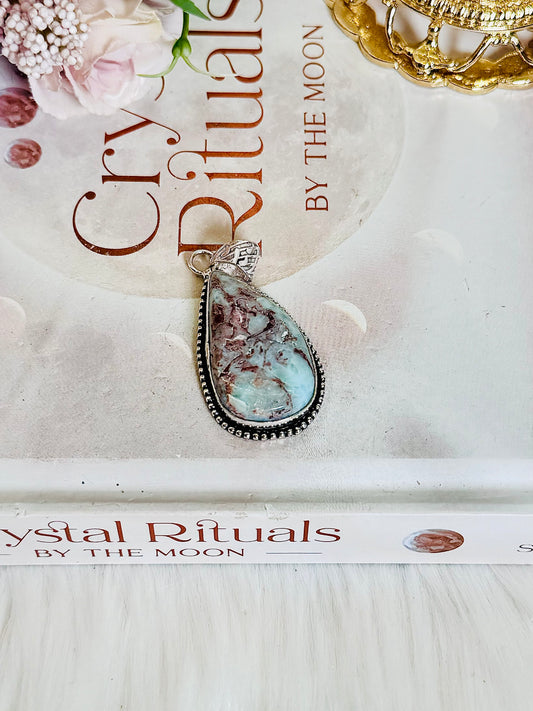 Lovely Natural Larimar Pendant In Gift Bag