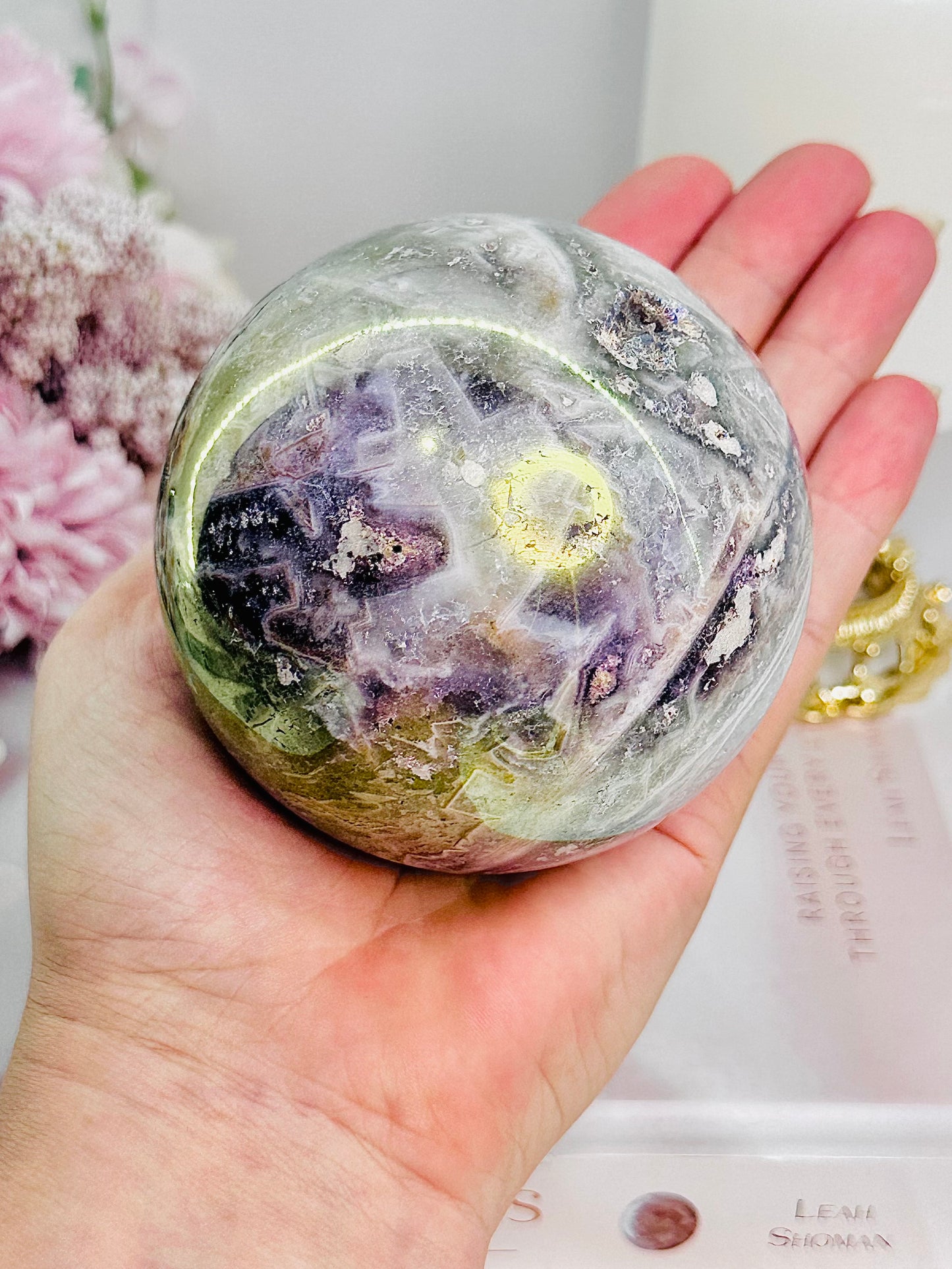 Stunning Spectacular Piece!! Large 702gram Angel Aura Purple Fluorite Druzy Sphere on Silver Stand