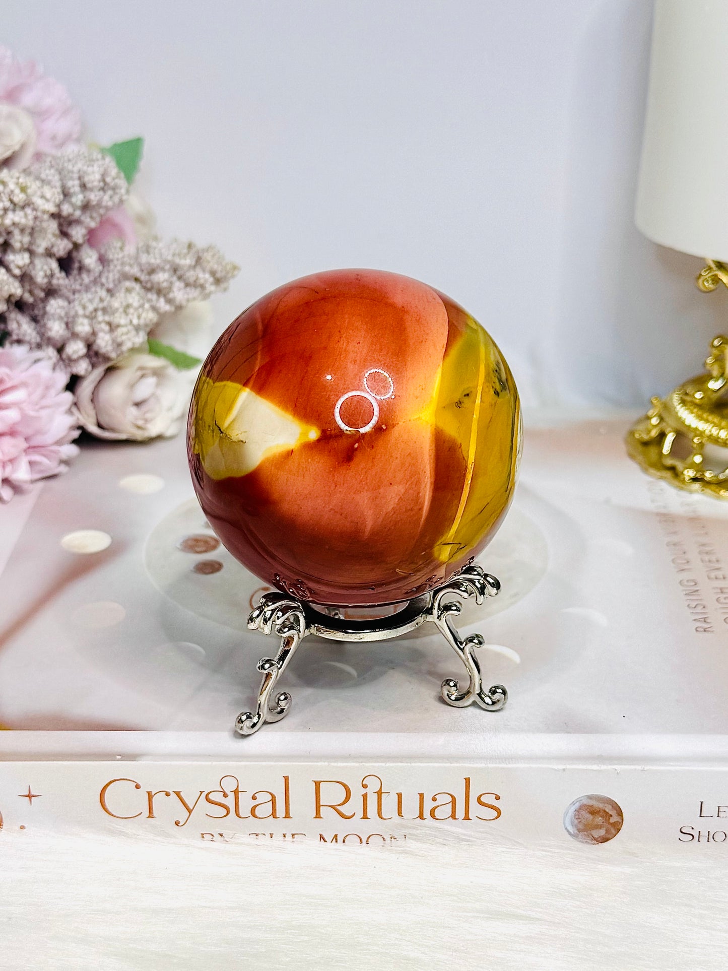 Large Mookaite Jasper Sphere on Stand 330g