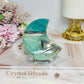 Sky Blue Quartz Carved Moon On Stand 8cm