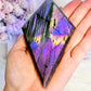 WOW!!!! Absolutely Gorgeous Labradorite Diamond Full of Purple Flash Both Sides On Silver Stand 20cm