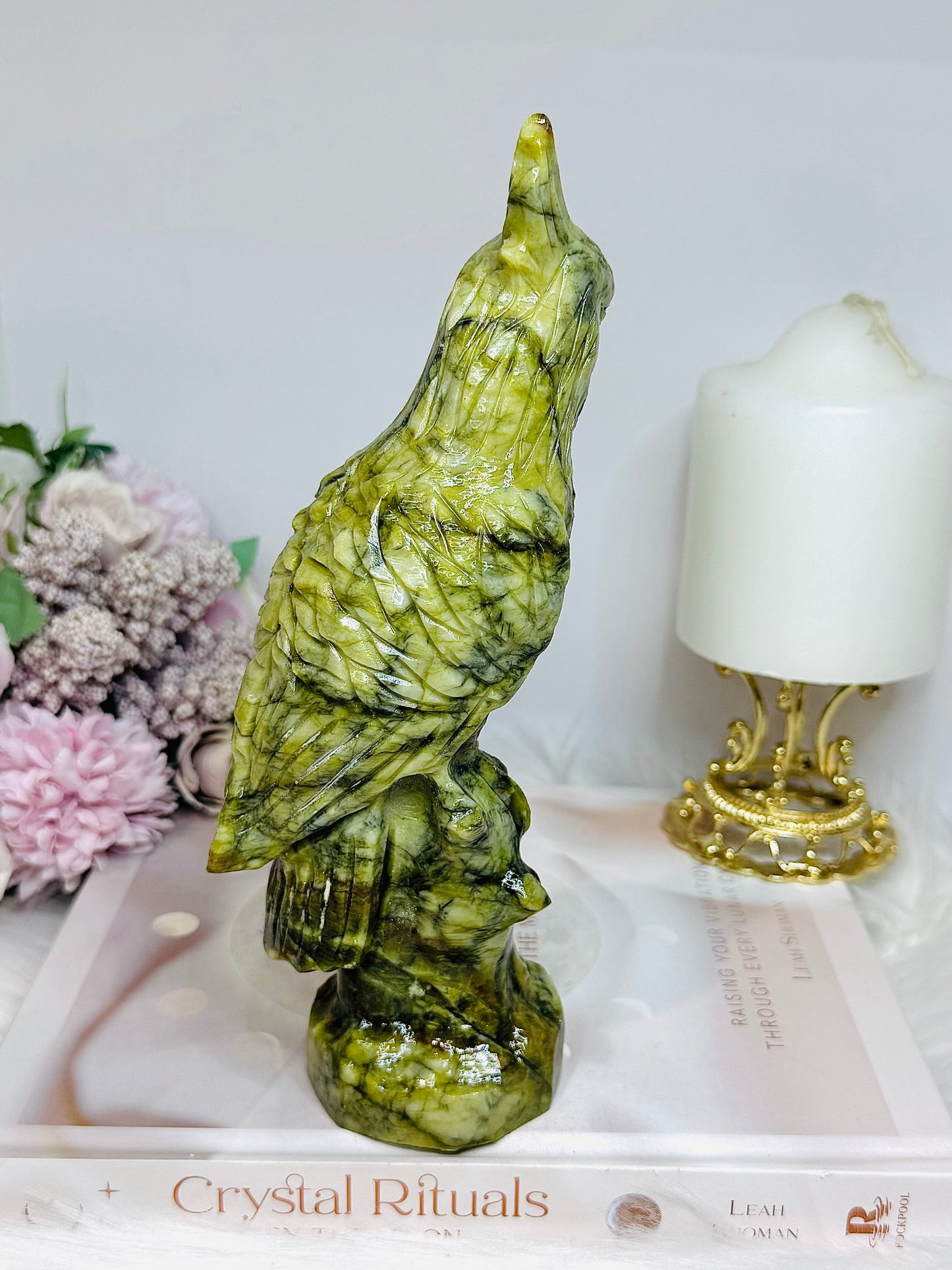Large Chunky Jade Carved Parrot (Bird) 20.5cm 820g