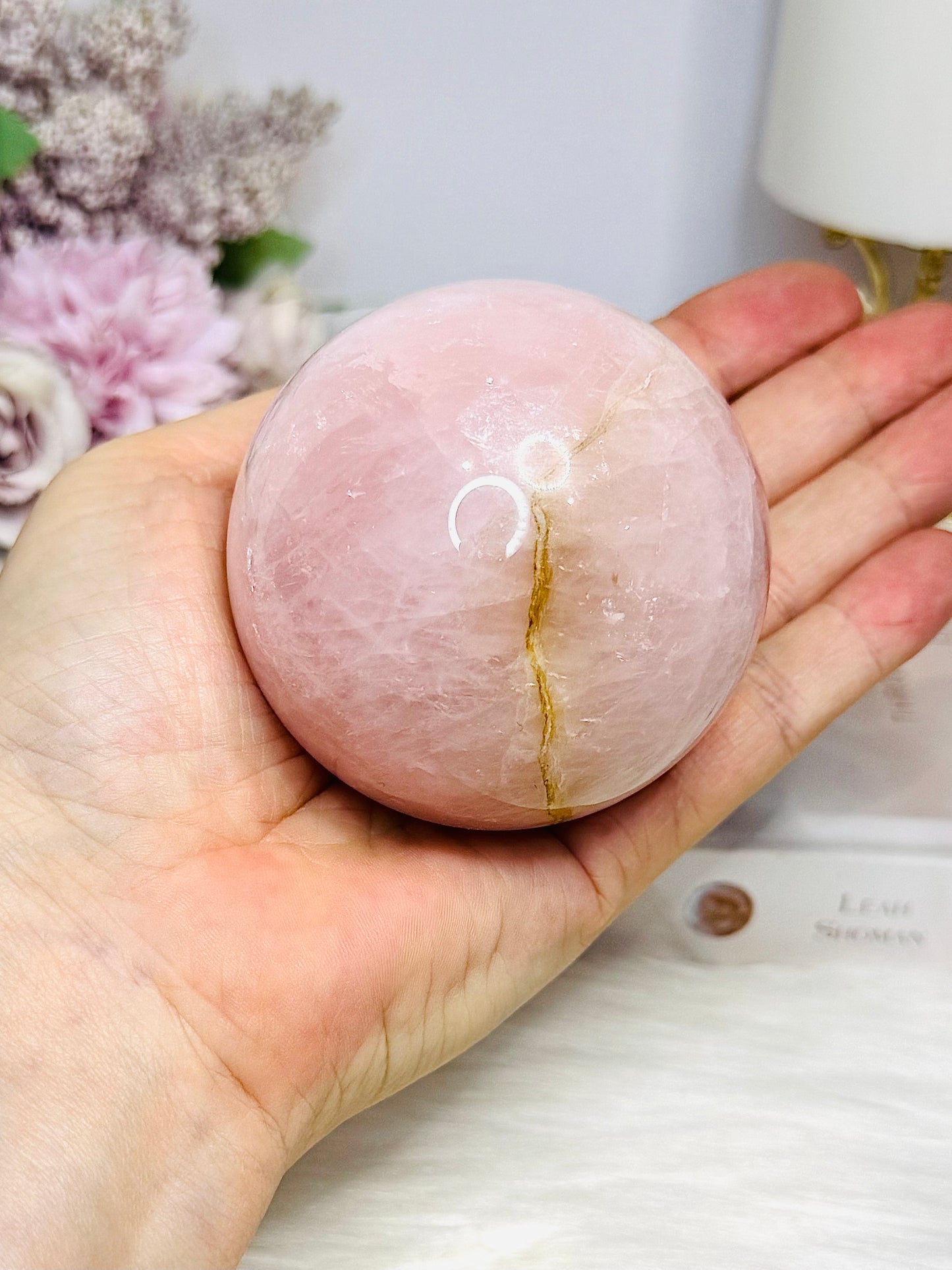 Large Rose Quartz Sphere (with Iron Oxide) on Stand 408g