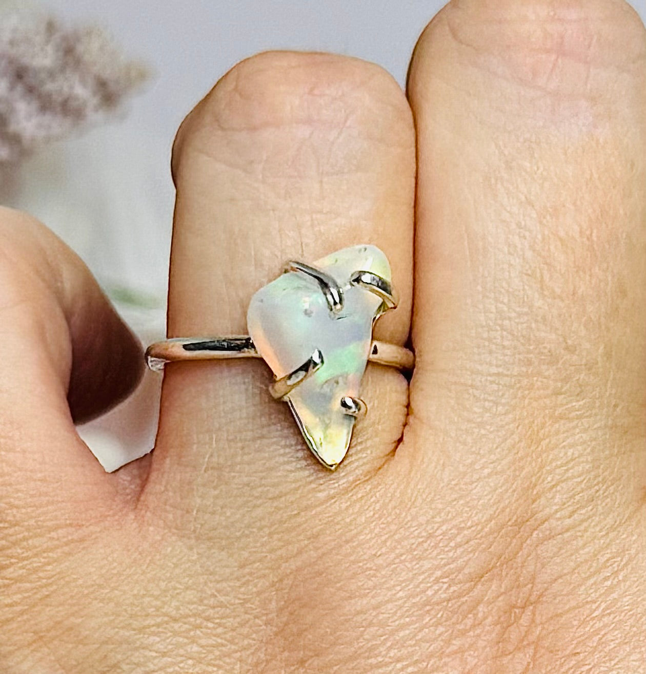 Natural Ethiopian Opal Sterling Silver Ring Size 8