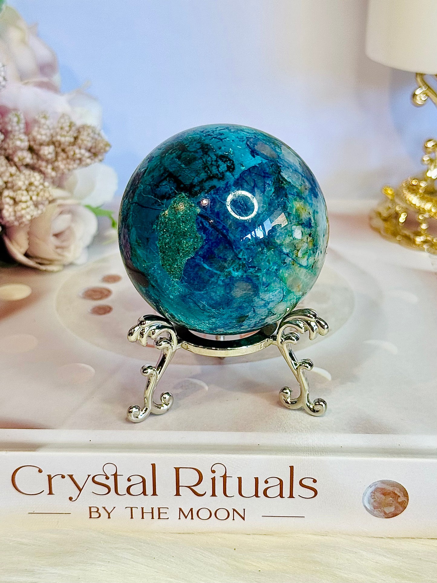 Absolutely Incredible High Grade Chrysocolla Sphere on Stand 6.5cm