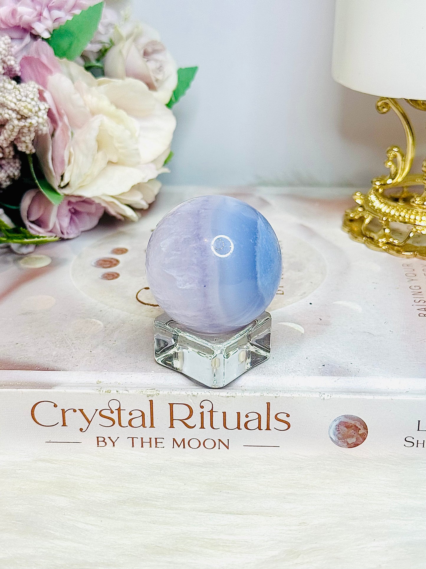 Blue Lace Agate Sphere on Stand 96g