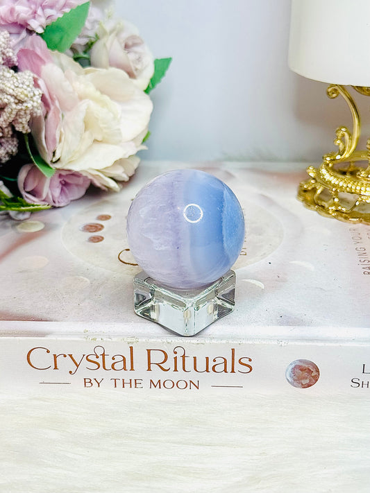 Blue Lace Agate Sphere on Stand 96g