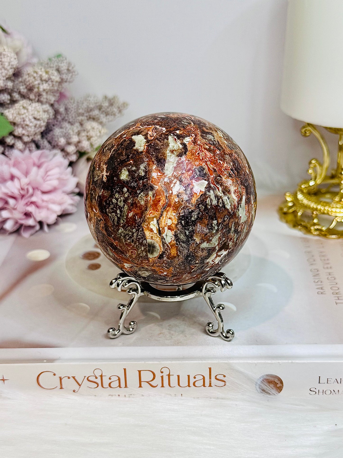 Large Money Agate Sphere on Stand 432g
