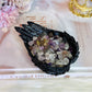 Beautiful Black Angel Wings Filled with Gorgeous Super Seven Chips