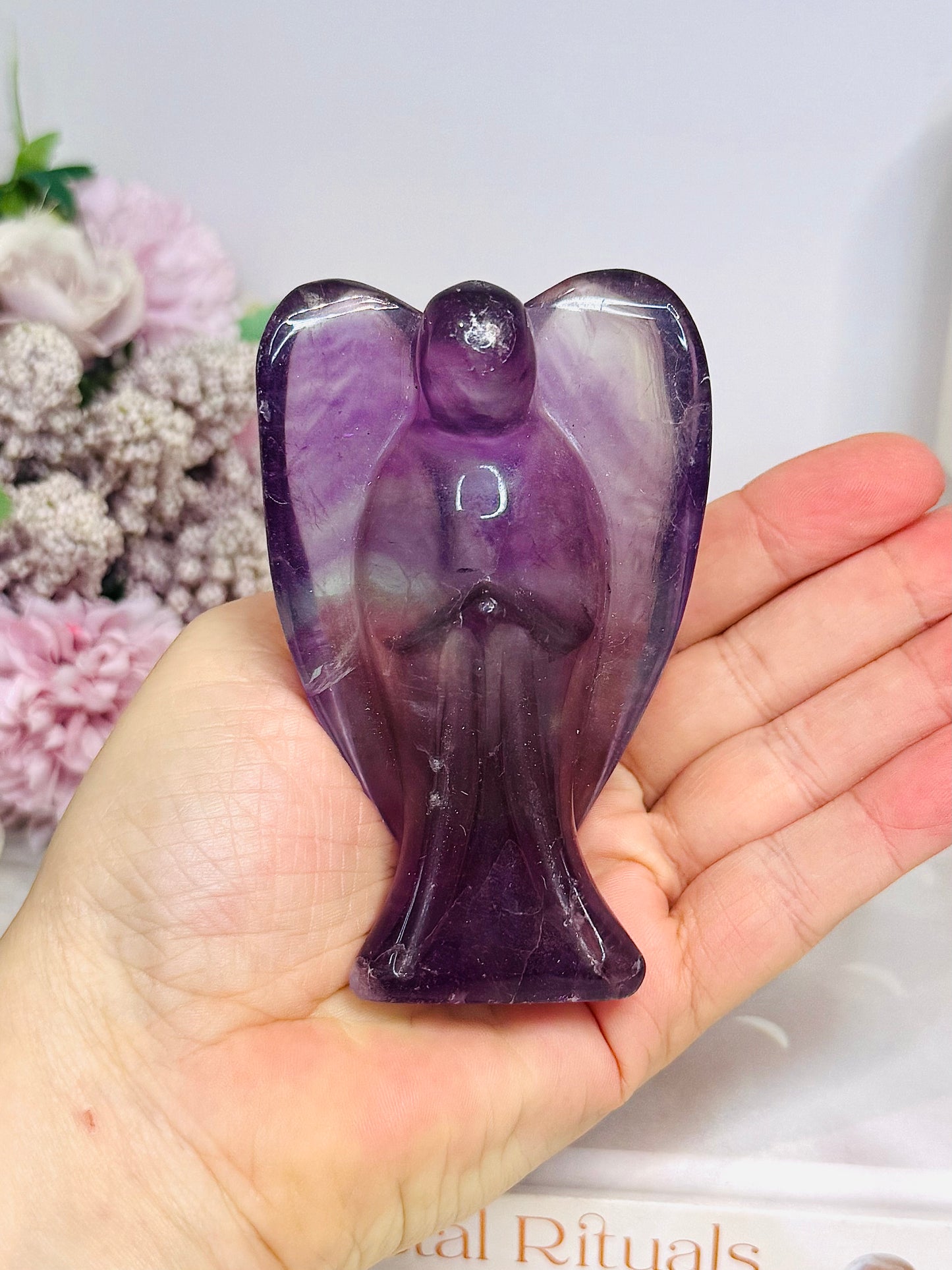 Purple Fluorite Angel Carving 10cm